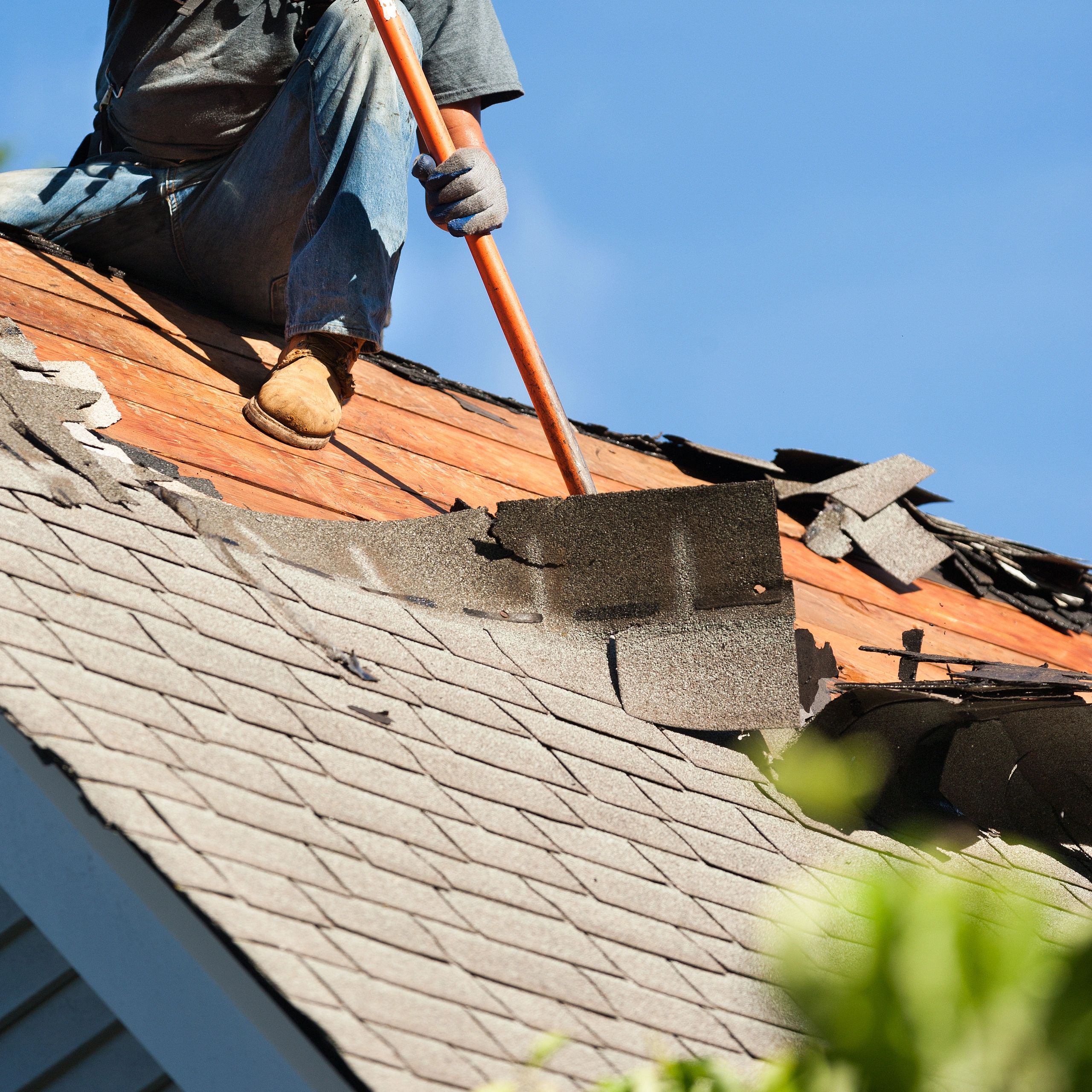 Completed residential roof replacement with new shingles